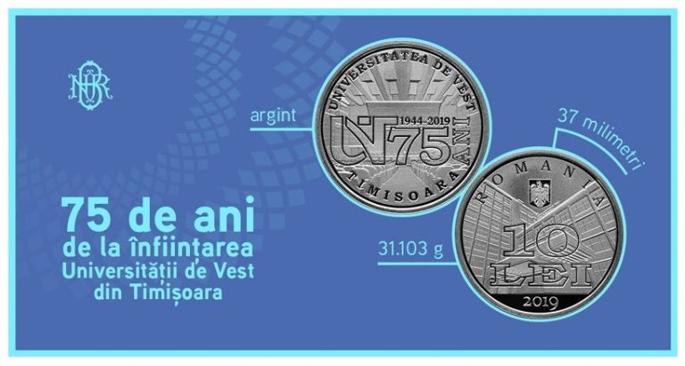 BNR lansează o monedă din argint, la 75 de ani de la înfiinţarea Universităţii de Vest