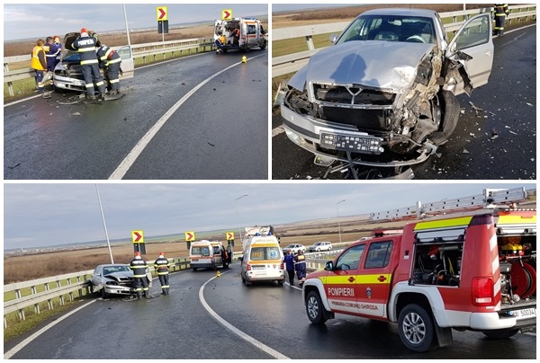 Accident pe autostradă cu doi răniți, în apropiere de Timișoara