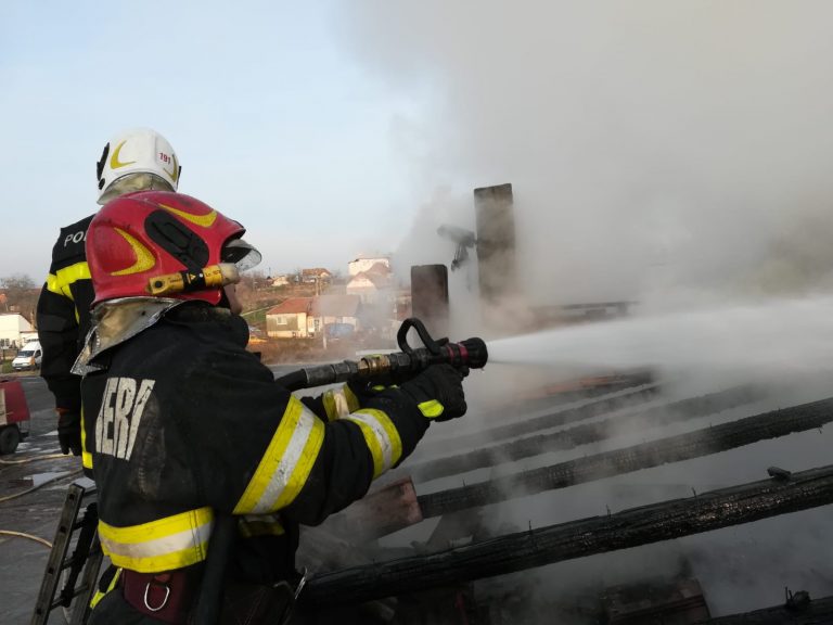 Incendiu în Arad! O femeie a ajuns la spital VIDEO