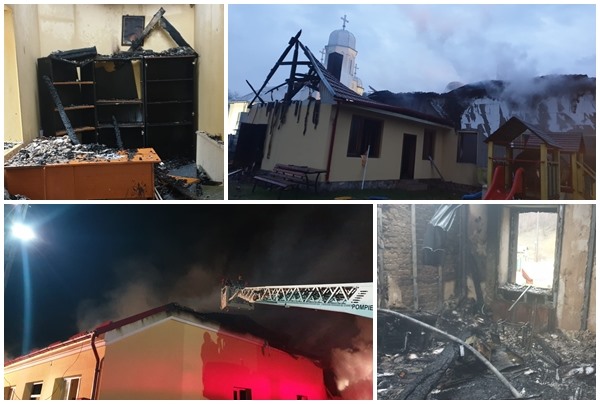 UPDATE. O primărie din Banat a luat foc. Flăcările au pornit de la un scurtcircuit electric FOTO