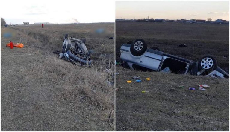 Doi morţi pe șosea după ce o maşină s-a răsturnat