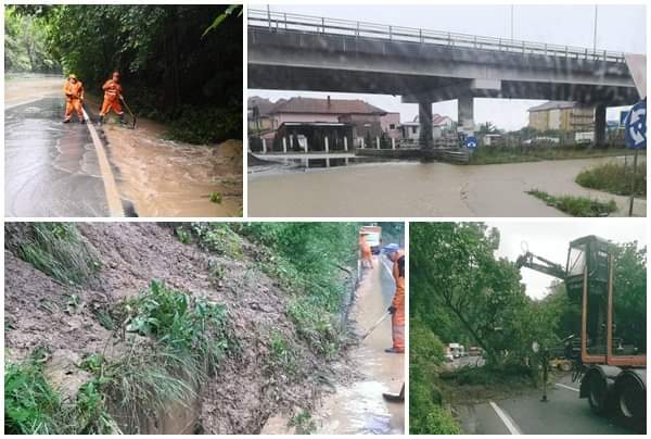 Alunecări de teren, copaci căzuți și drumuri inundate, în Caraș-Severin