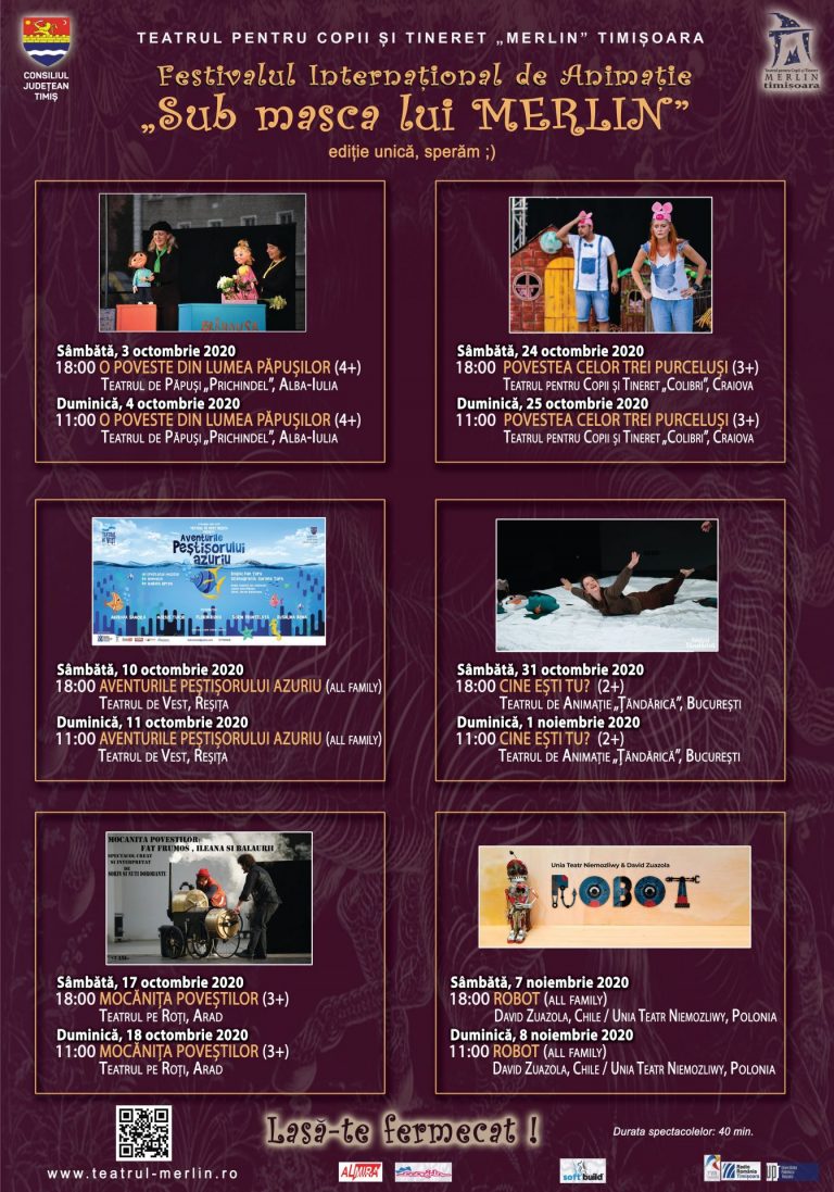 Începe Festivalul Internațional de animație „Sub masca lui Merlin – ediție unică, sperăm ;)”