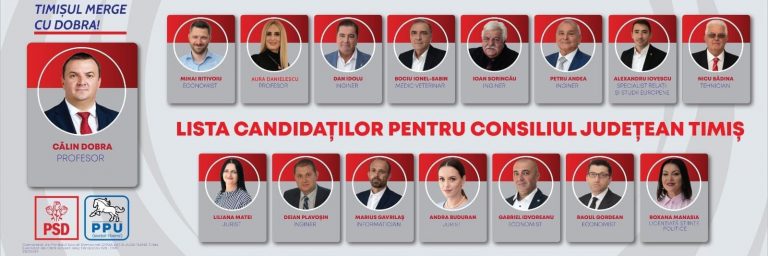 Profesionişti din diverse domenii se regăsesc pe lista de candidaţi a PSD Timiş pentru Consiliul Judeţean Timiş.