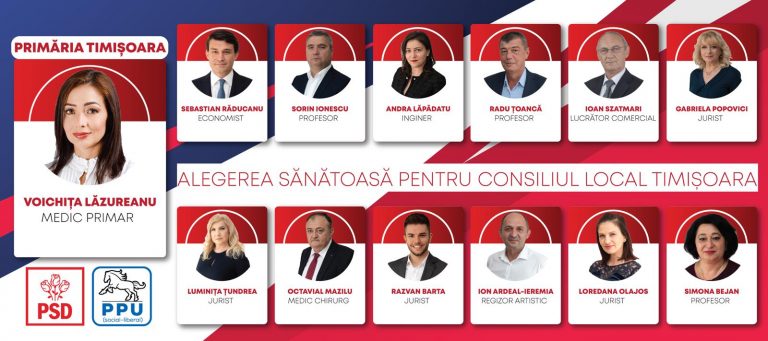 Profesionişti din diverse domenii se regăsesc pe lista de candidaţi a PSD Timiş pentru Consiliul Local Timişoara.