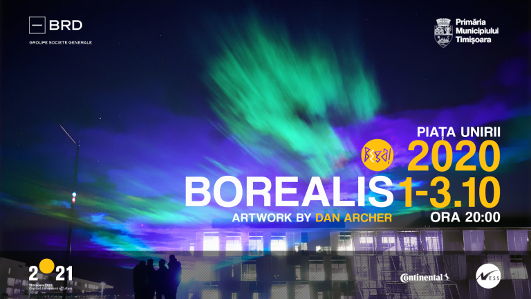 Aurora boreală, recreată pe cerul Timișoarei, în fiecare seară, în următoarele trei zile