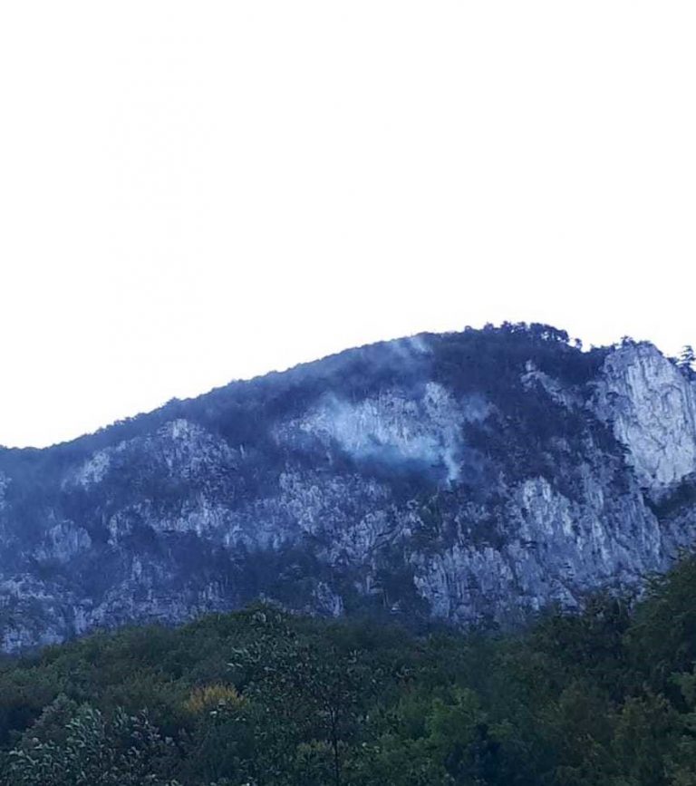 Incendiu în Parcul Naţional Domogled. A fost solicitată intervenţia unui elicopter