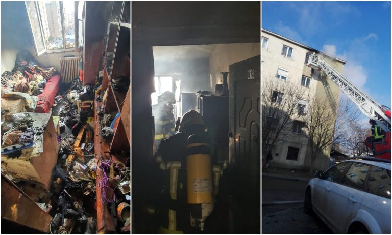 Locatarii unui bloc din Arad, evacuați după ce a izbucnit un incendiu FOTO-VIDEO