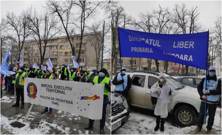 Angajați din Sănătate și Învățământ, din nou în stradă, la Timișoara FOTO