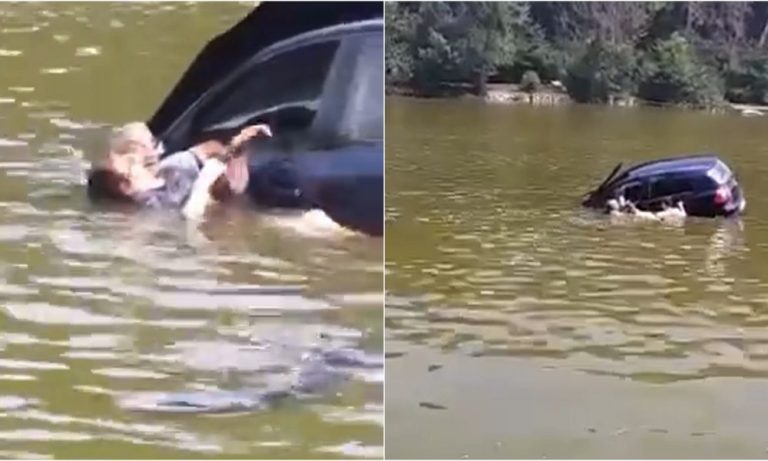 Cum va fi răsplătit polițistul care a salvat-o pe femeia căzută cu mașina în lac. Imaginile au devenit virale