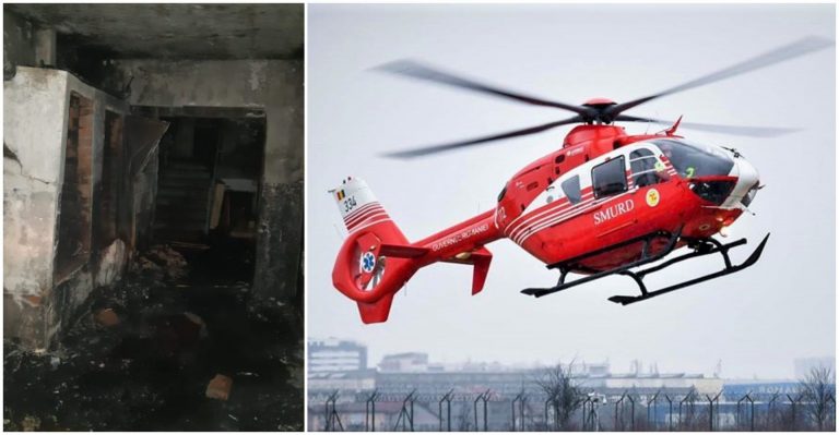 Femeie transportată cu elicopterul la București cu arsuri grave, după un incendiu în Caraș-Severin