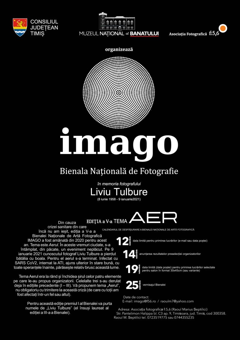 Bienala Naţională de Artă Fotografică IMAGO – Timişoara – 2021 în memoria fotografului Liviu Tulbure