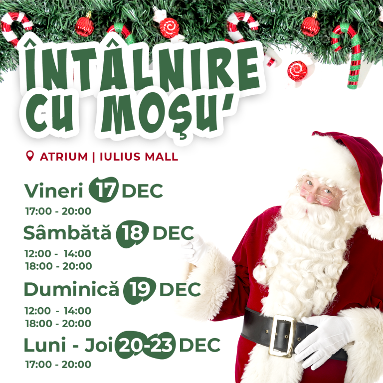 Orice-ar fi, te vezi cu Moșul și anul acesta: Moș Crăciun este prezent în Iulius Town, dar și online!