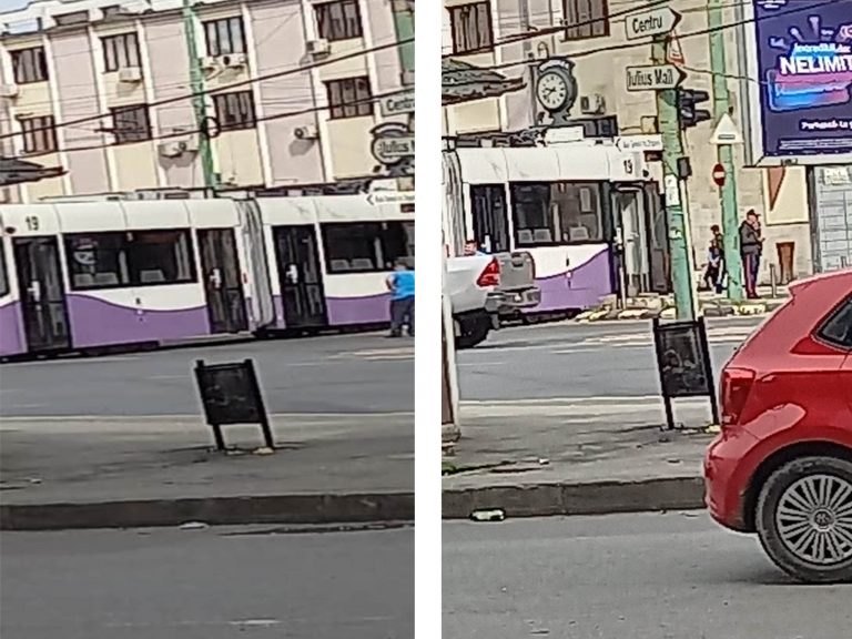 Tramvai deraiat la Gara de Nord, de pe șinele proaspăt schimbate