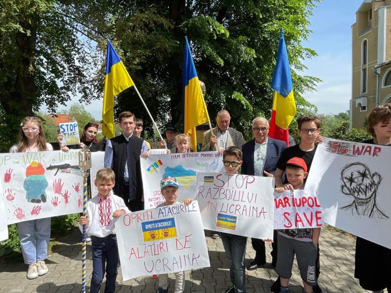Refugiații ucraineni din Timișoara, protest împotriva războiului