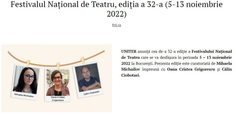 Festivalul național de teatru ediția a 32-a