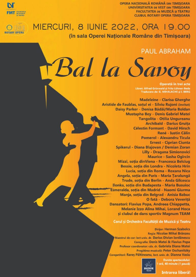 Opereta „Bal la Savoy” interpretată, integral, de studenții timișoreni