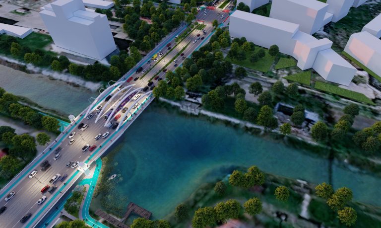 Imagini spectaculoase cu viitorul pod din zona Solventul. Acesta va fi în completare cu pasajul la care, deja, se lucrează