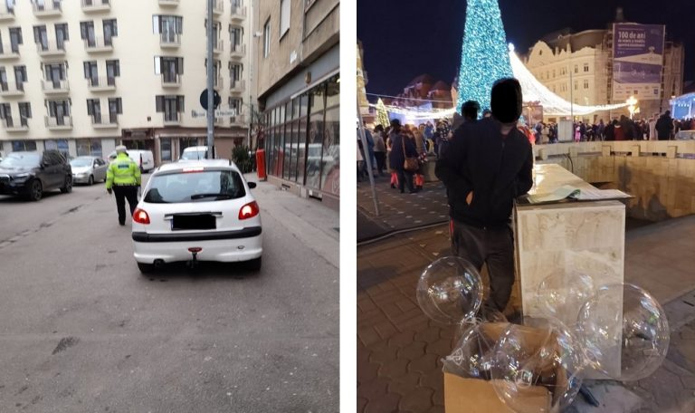 Autovehicule staționate neregulamentar în zona centrală și Piața Flavia – Aurora, furt la Târgul de Crăciun și comercianți ilegali – fapte constatate de polițiștii locali în minivacanța de 1 Decembrie