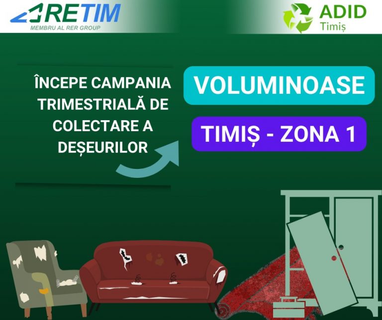Prima campanie trimestrială din anul 2023 de colectare gratuită a deșeurilor VOLUMINOASE  în mediul rural din Zona 1 a județului Timiș
