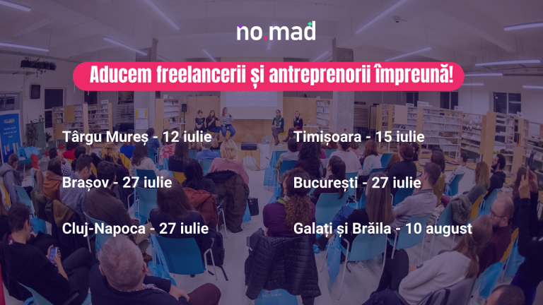 Comunitatea NO.MAD anunță seria de evenimente gratuite pentru freelanceri și antreprenori