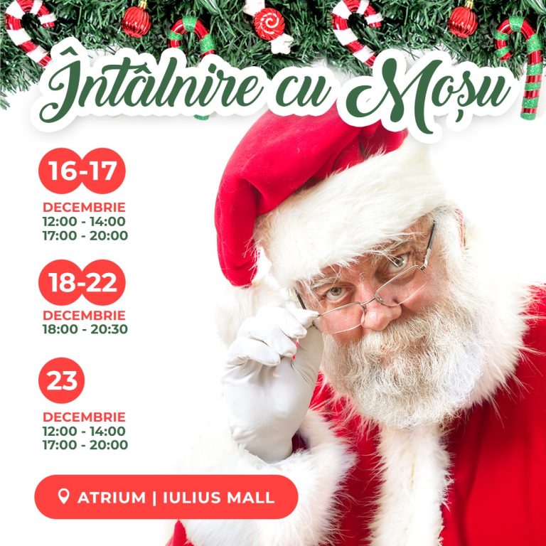 Vino să te întâlnești cu Moș Crăciun și să descoperi decorațiunile spectaculoase din acest an, la Iulius Town!