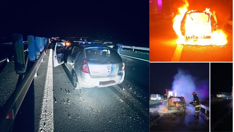 VIDEO | Un alt accident rutier s-a petrecut pe A1, la doar un kilometru distanță de mașina care arde