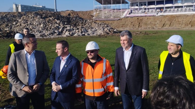 Marcel Ciolacu, pe șantierul Stadionului Dan Păltinișanu: „Bun, o să aveți stadion, dar echipă mai aveți?” FOTO-VIDEO
