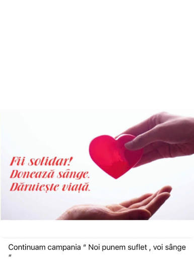 Fii solidar! Donează sânge. Dăruiește viață.