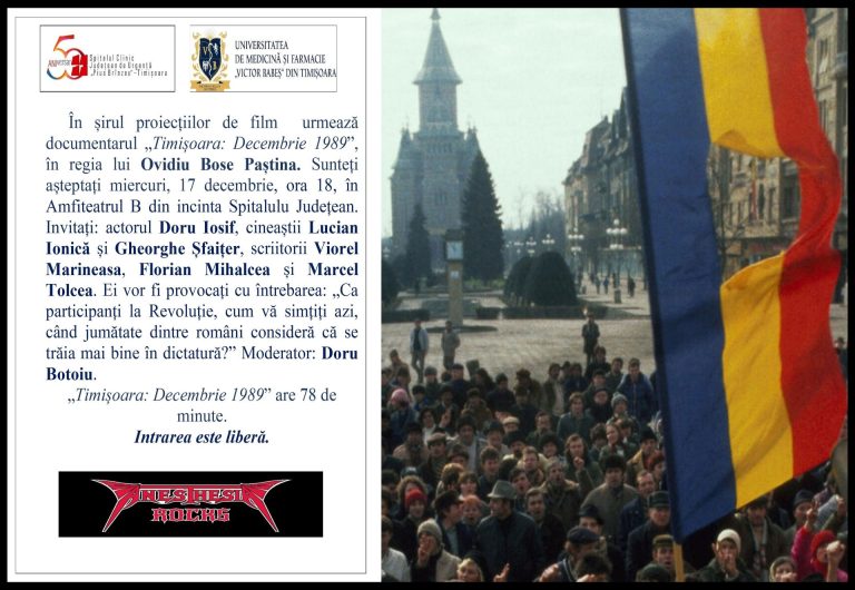  La Spitalul Județean va rula documentarul „Timișoara: Decembrie 1989”