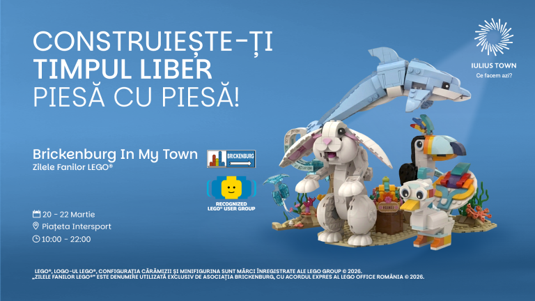 Animale, trenuri și construcții spectaculoase realizate din mii de cărămizi LEGO®, plus ateliere creative, în acest weekend, la Iulius Town