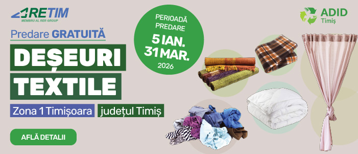 RETIM și ADID Timiș continuă și în luna martie campania de colectare gratuită a deșeurilor textile în Zona 1 Timișoara