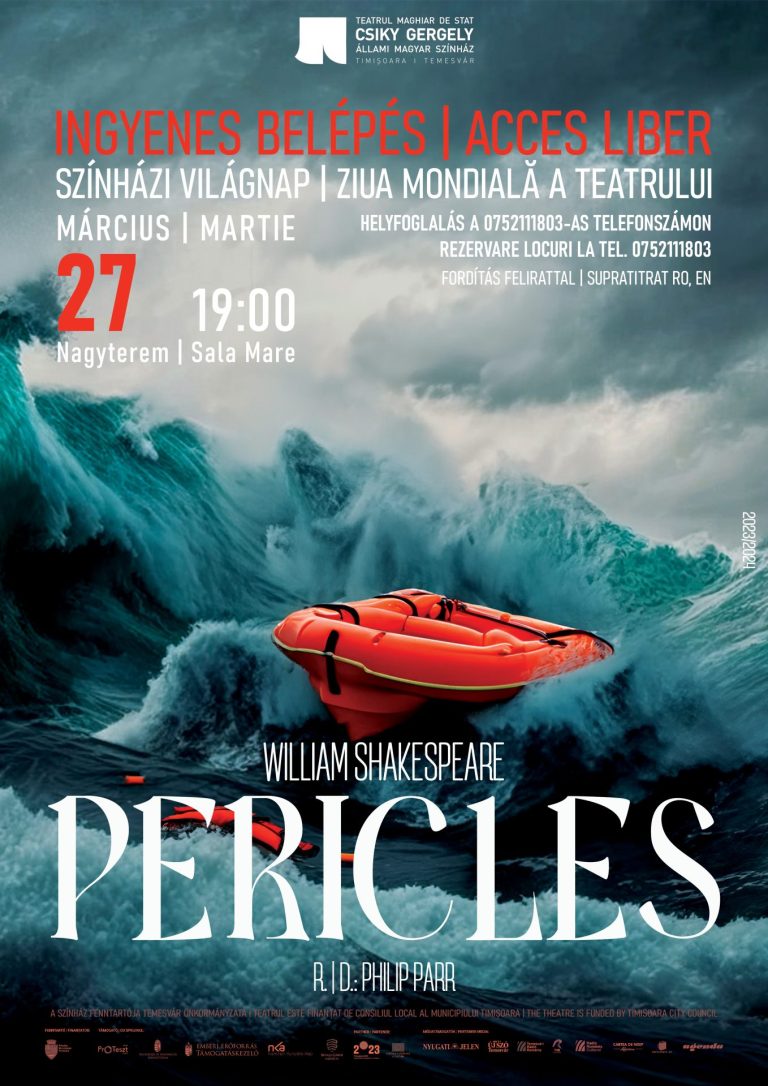 Teatrul Maghiar din Timișoara oferă un cadou publicului: „Pericles”, cu intrare liberă, de Ziua Mondială a Teatrului