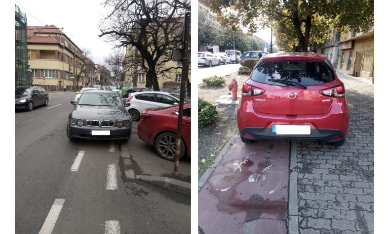 Primăvara crește numărul bicicliștilor în trafic – polițiștii locali vin în sprijinul lor luând măsuri împotriva conducătorilor auto care parchează pe piste