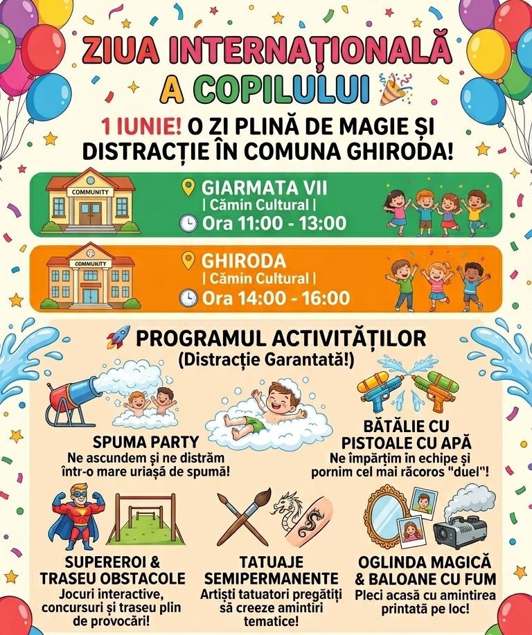 Ruga de la Ghiroda și celebrarea Zilei Internaționale a Copilului.